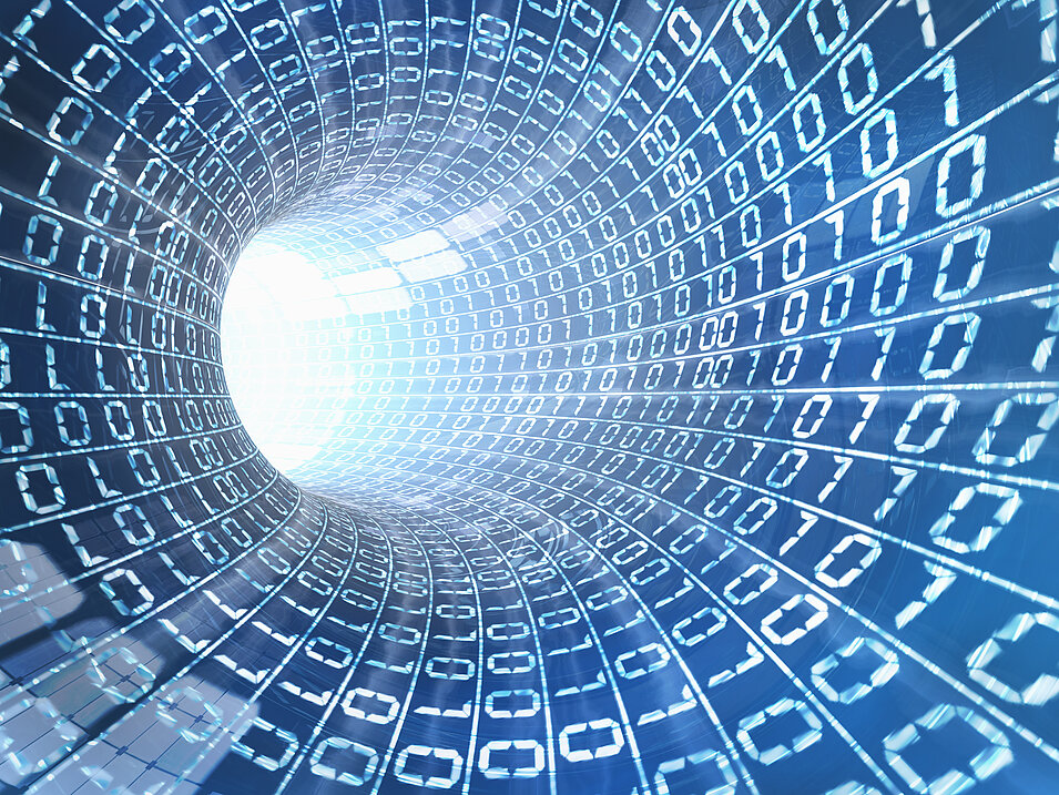 Grafik mit Nullen und Einsen, die eine Röhre ergeben