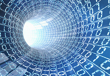 Grafik mit Nullen und Einsen, die eine Röhre ergeben